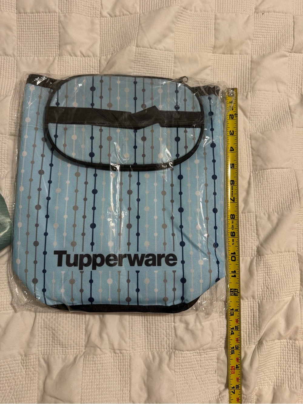 Tupperware Light Blue Patterned Insulated Tote